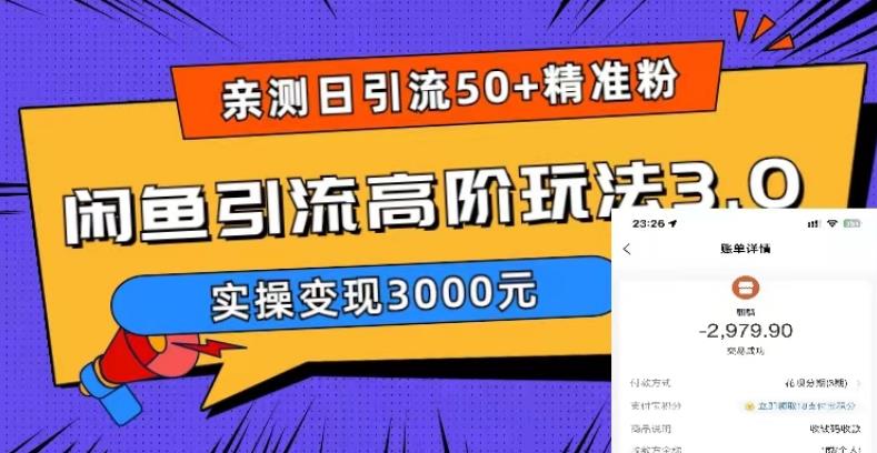 亲测日引50+精准粉，闲鱼引流高阶玩法3.0，实操变现3000元【揭秘】-86资源库
