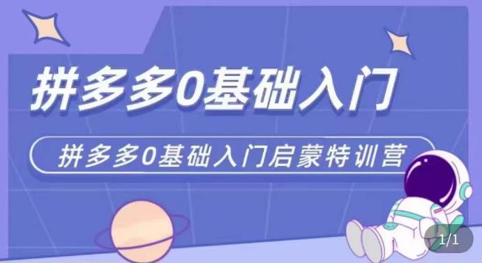拼多多运营0-1实操特训营，拼多多0基础入门，从基础到进阶的可实操玩法-86资源库
