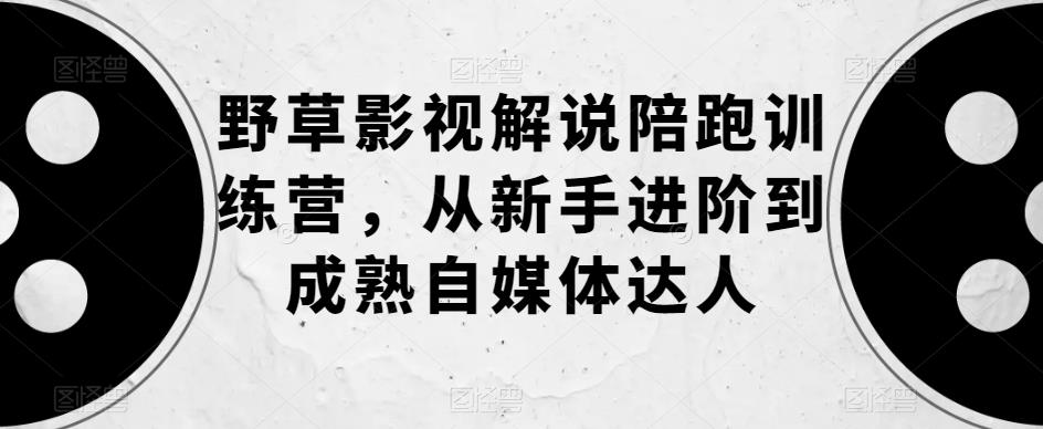 野草影视解说陪跑训练营，从新手进阶到成熟自媒体达人-86资源库