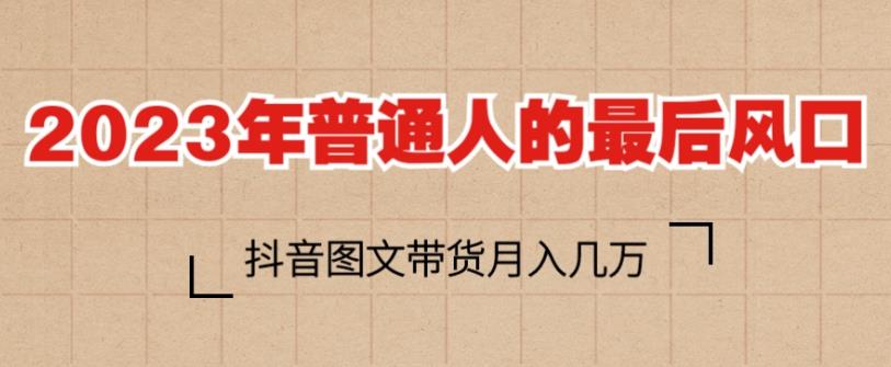2023年普通人的最后风口，抖音图文带货月入几万，只需一部手机即可操作-86资源库