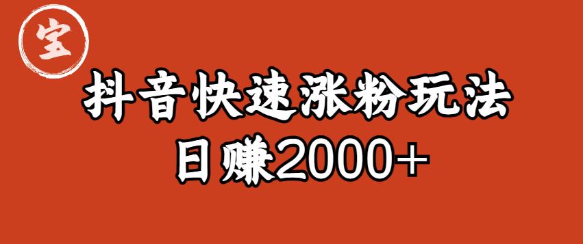宝哥私藏·抖音快速起号涨粉玩法（4天涨粉1千）（日赚2000+）【揭秘】-86资源库