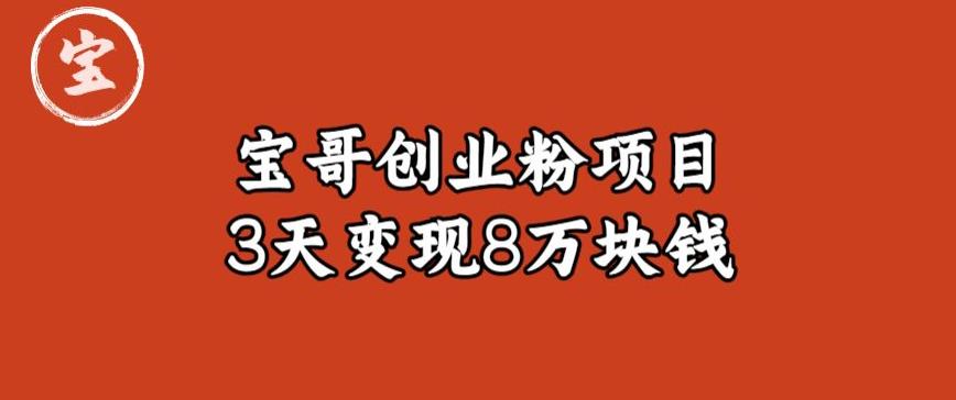 宝哥IP图文创业粉引流项目实战分享：单个账号3天涨粉1万，变现8万块钱（图文教程）【揭秘】-86资源库