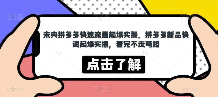 未央拼多多快速流量起爆实操，拼多多新品快速起爆实操，看完不走弯路-86资源库