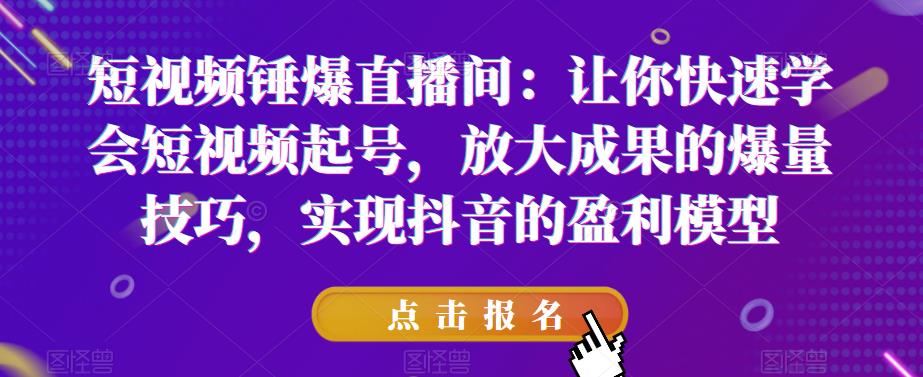 短视频锤爆直播间：让你快速学会短视频起号，放大成果的爆量技巧，实现抖音的盈利模型-86资源库