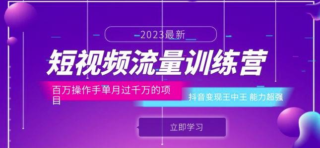 短视频流量训练营：百万操作手单月过千万的项目：抖音变现王中王能力超强-86资源库