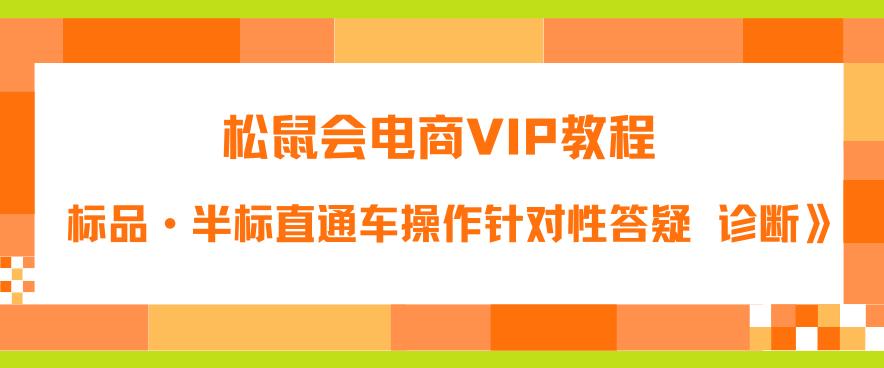 松鼠会电商VIP教程：松鼠《付费推广标品·半标直通车操作针对性答疑&诊断》-86资源库