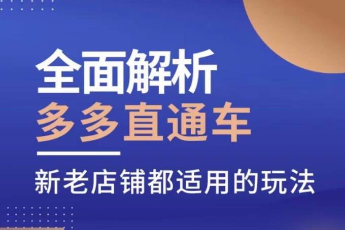 全面解析多多直通车，​新老店铺都适用的玩法-86资源库