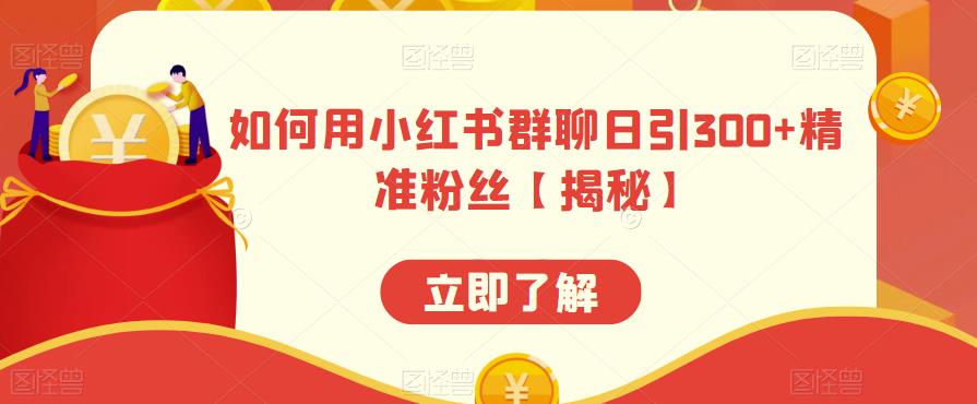 如何用小红书群聊日引300+精准粉丝【揭秘】-86资源库