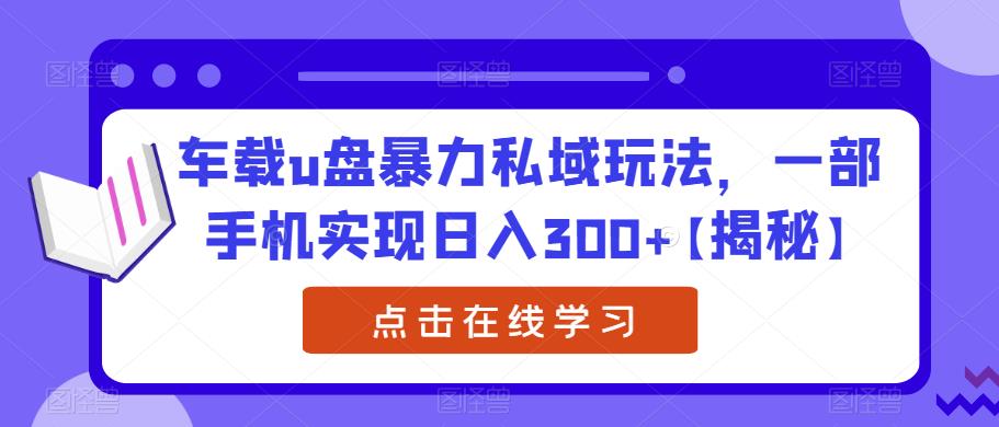 车载u盘暴力私域玩法，一部手机实现日入300+【揭秘】-86资源库