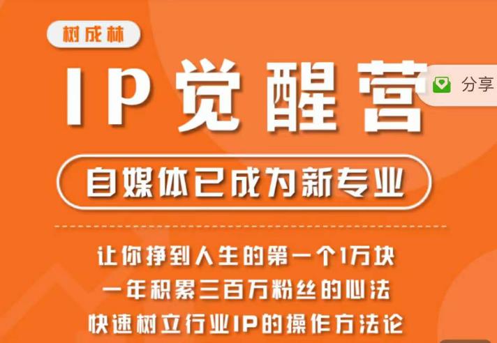 树成林·IP觉醒营，快速树立行业IP的操作方法论，让你赚到人生的第一个1万块-86资源库