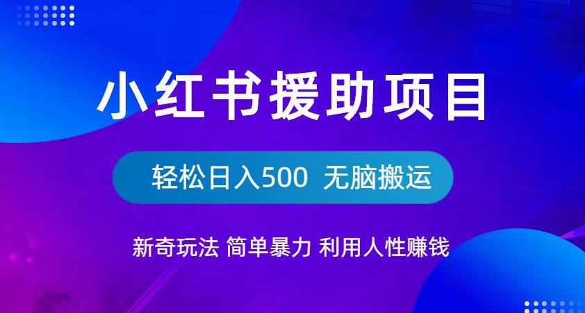 小红书援助项目新奇玩法，简单暴力，无脑搬运轻松日入500【揭秘】-86资源库