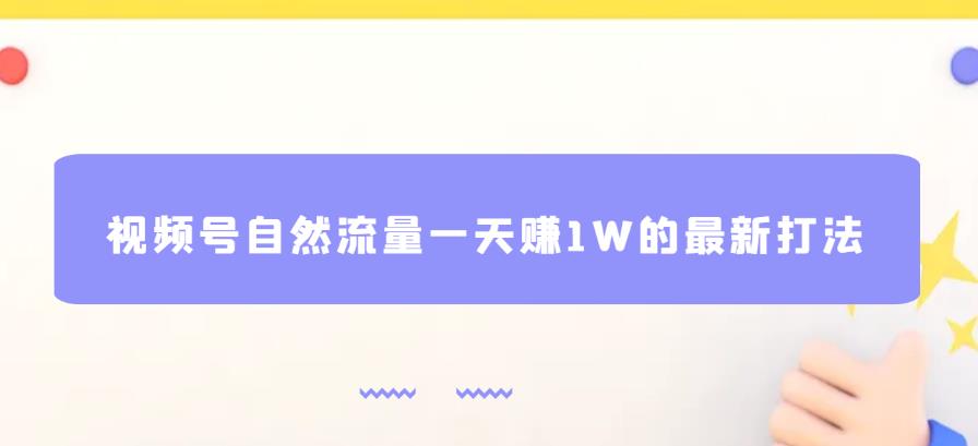 视频号自然流量一天赚1W的最新打法，基本0投资【揭秘】-86资源库