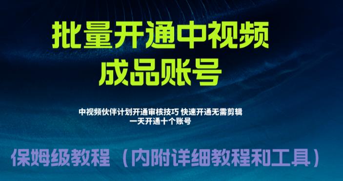 外面收费1980的暴力开通中视频计划教程，内附详细的快速通过中视频伙伴计划的办法-86资源库