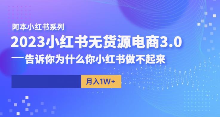 阿本小红书无货源电商3.0，告诉你为什么你小红书做不起来-86资源库