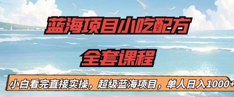 蓝海项目小吃配方全套课程，小白看完直接实操，单人日入1000+【揭秘】-86资源库