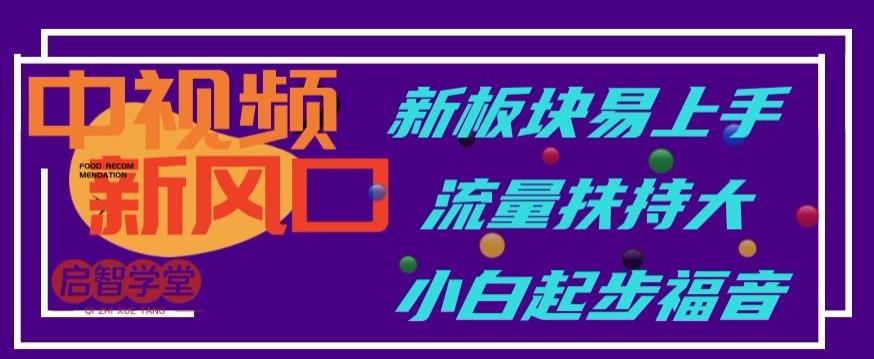 中视频新风口，新板块易上手，流量扶持大，小白起步福音【揭秘】-86资源库