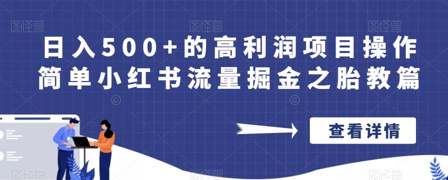 日入500+的高利润项目操作简单小红书流量掘金之胎教篇【揭秘】-86资源库