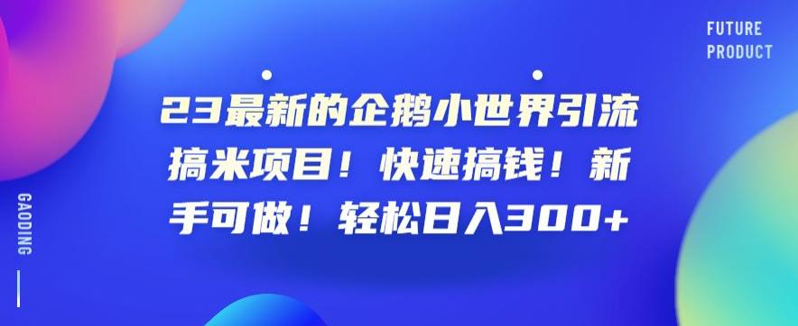 23最新的企鹅小世界引流搞米项目！快速搞钱！新手可做！轻松日入300+【揭秘】-86资源库