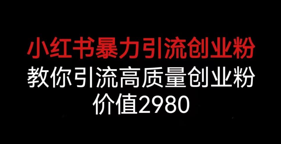 小红书暴力引流创业粉，教你引流高质量创业粉，价值2980【揭秘】-86资源库