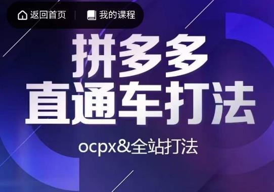 互力·拼多多直通车打法，ocpx&全站打法-86资源库