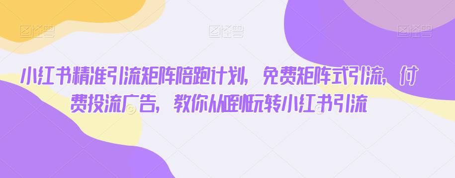 小红书精准引流矩阵陪跑计划，免费矩阵式引流，付费投流广告，教你从0到1玩转小红书引流-86资源库