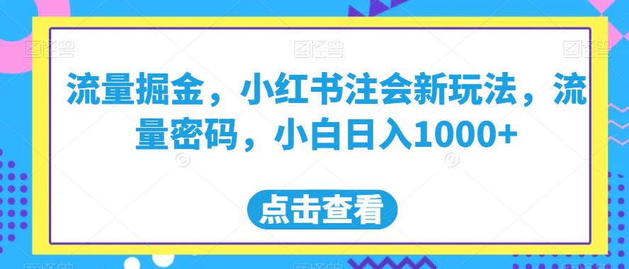 流量掘金，小红书注会新玩法，流量密码，小白日入1000+【揭秘】-86资源库