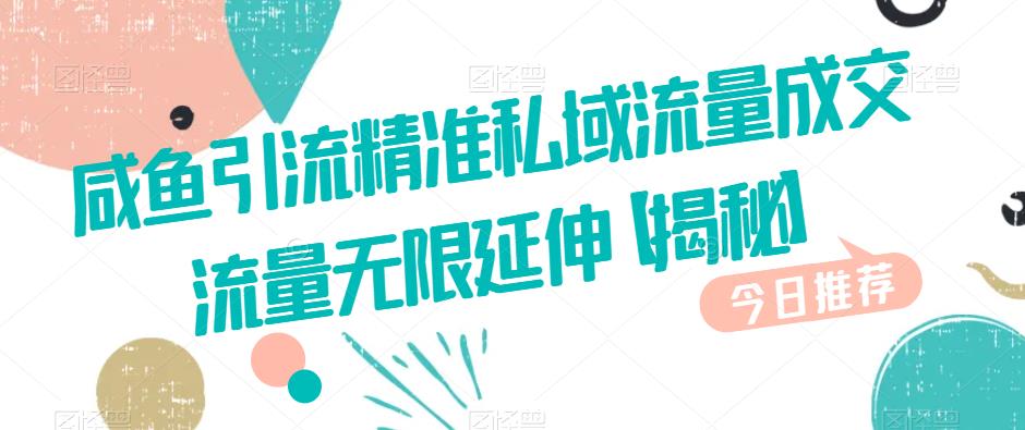 咸鱼引流精准私域流量成交流量无限延伸【揭秘】-86资源库