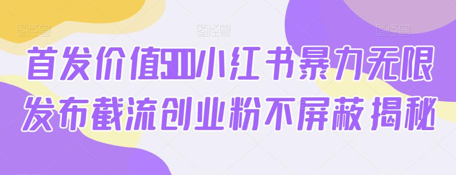 首发价值5100小红书暴力无限发布截流创业粉不屏蔽揭秘-86资源库
