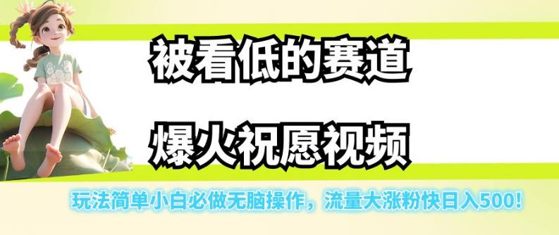 被看低的赛道爆火祝愿视频，玩法简单小白必做无脑操作，流量大涨粉快日入500-86资源库