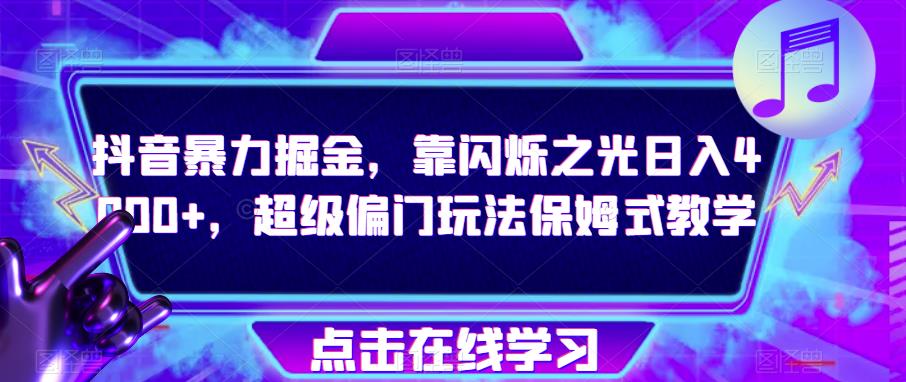 抖音暴力掘金，靠闪烁之光日入4000+，超级偏门玩法保姆式教学-86资源库