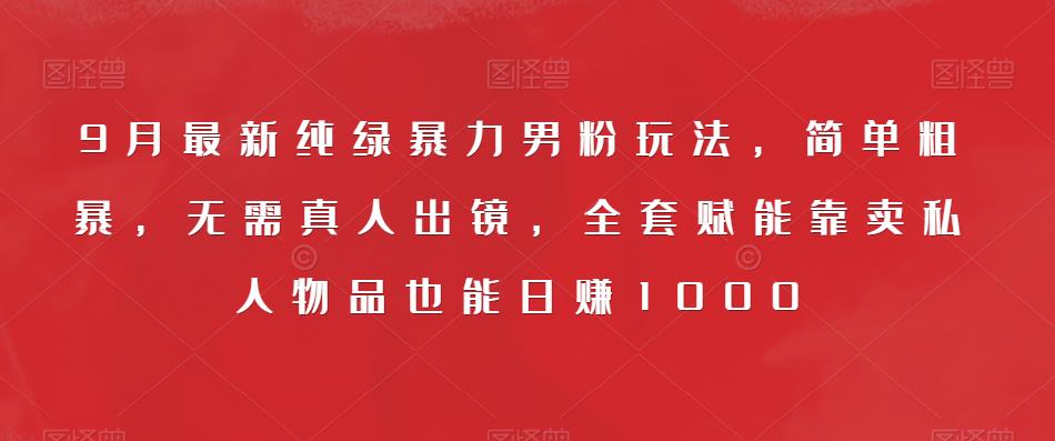 9月最新纯绿暴力男粉玩法，简单粗暴，无需真人出镜，全套赋能靠卖私人物品也能日赚1000-86资源库