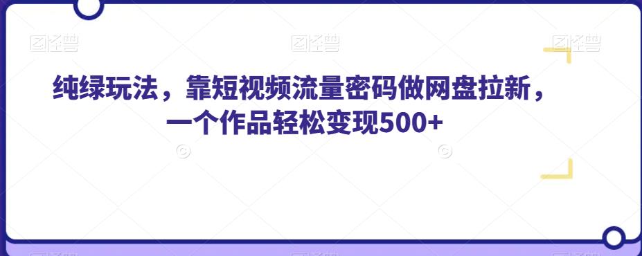 纯绿玩法，靠短视频流量密码做网盘拉新，一个作品轻松变现500+【揭秘】-86资源库