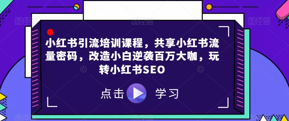 小红书引流培训课程，共享小红书流量密码，改造小白逆袭百万大咖，玩转小红书SEO-86资源库