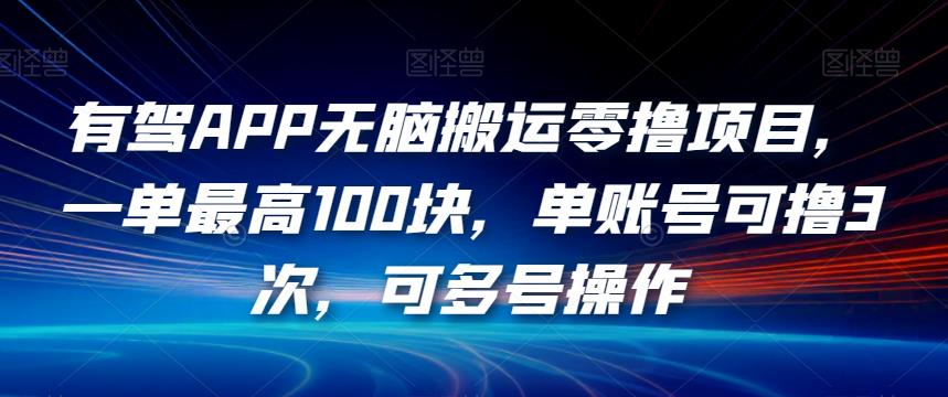 有驾APP无脑搬运零撸项目，一单最高100块，单账号可撸3次，可多号操作【揭秘】-86资源库