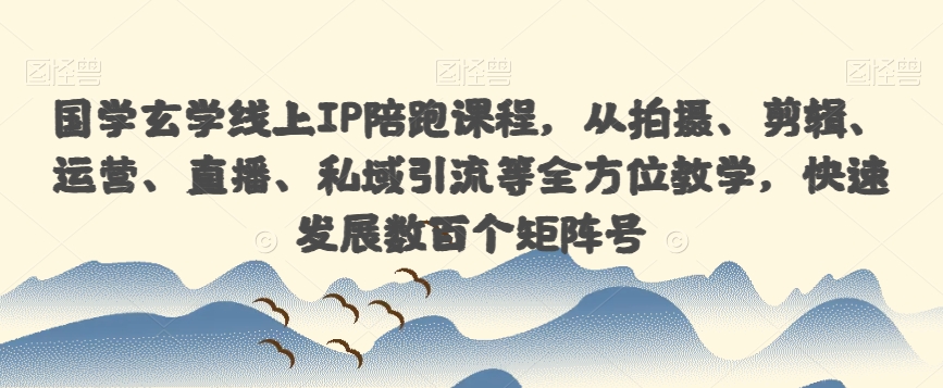 国学玄学线上IP陪跑课程，从拍摄、剪辑、运营、直播、私域引流等全方位教学，快速发展数百个矩阵号-86资源库