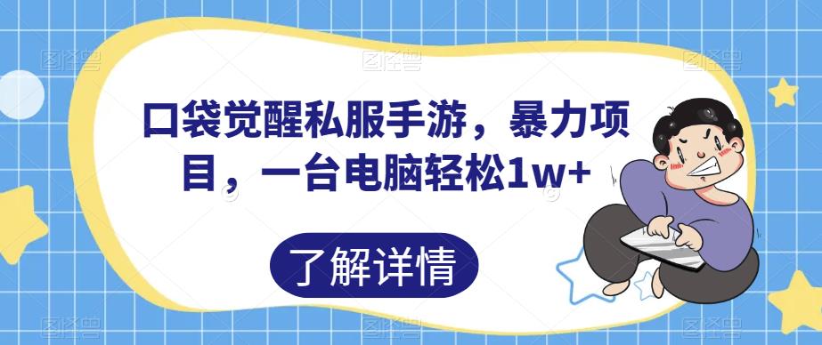 口袋觉醒私服手游，暴力项目，一台电脑轻松1w+【揭秘】-86资源库