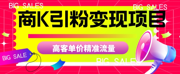 商K引粉变现项目，高客单价精准流量【揭秘】-86资源库