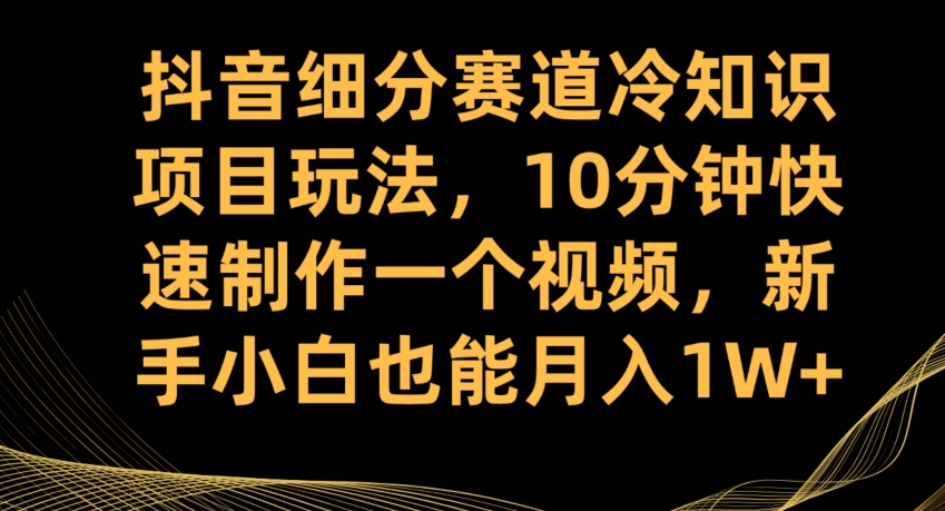 抖音细分赛道冷知识项目玩法，10分钟快速制作一个视频，新手小白也能月入1W+【揭秘】-86资源库