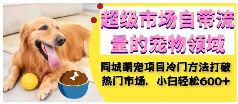 超级市场自带流量的宠物领域，同城萌宠项目冷门方法打破热门市场，小白轻松600+-86资源库