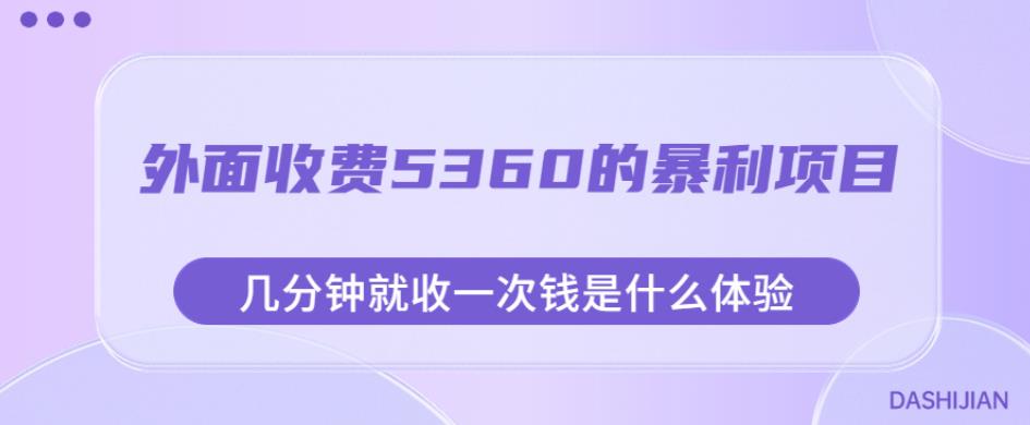 外面收费5360的暴利项目，几分钟就收一次钱是什么体验，附素材【揭秘】-86资源库