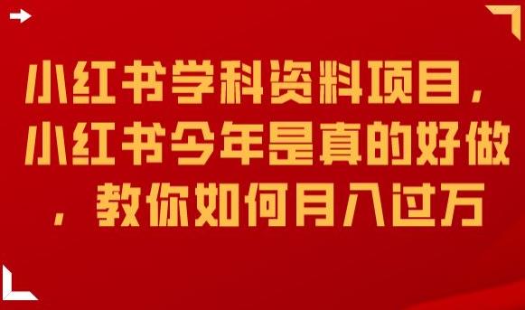 小红书学科资料项目，小红书今年是真的好做，教你如何月入过万【揭秘】-86资源库