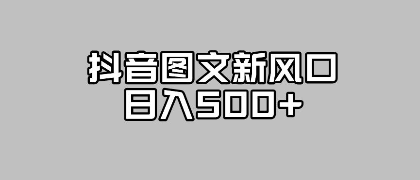 抖音图文最新风口，流量扶持非常高，日入500+【揭秘】-86资源库