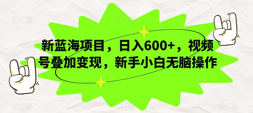 新蓝海项目，日入600+，视频号叠加变现，新手小白无脑操作【揭秘】-86资源库