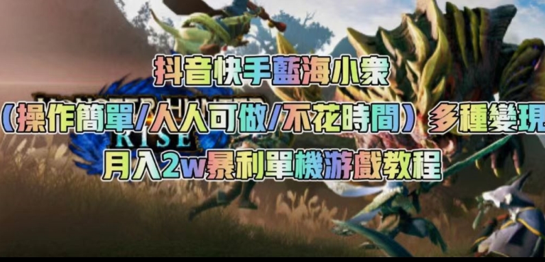 抖音快手蓝海小众（操作简单人人可做不花时间）多种变现月入2w＋暴利单机游戏教程-86资源库