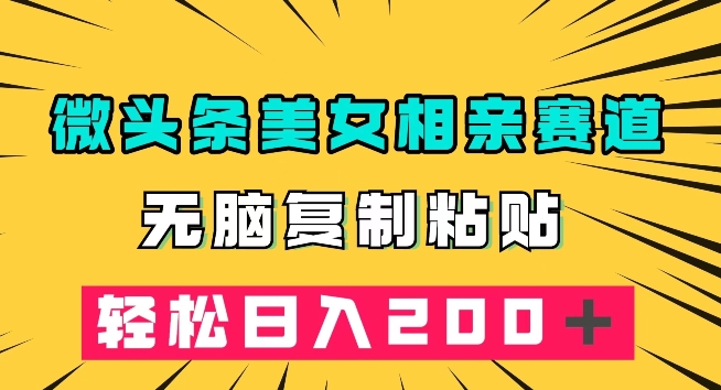 微头条冷门美女相亲赛道，无脑复制粘贴，轻松日入200＋【揭秘】-86资源库