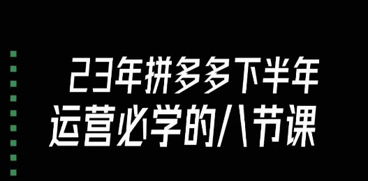大牙·23年下半年拼多多运营必学的八节课（18节完整）-86资源库
