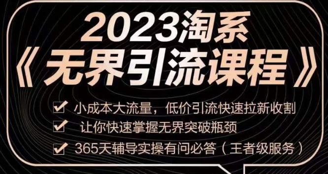 2023淘系无界引流实操课程，​小成本大流量，低价引流快速拉新收割，让你快速掌握无界突破瓶颈-86资源库