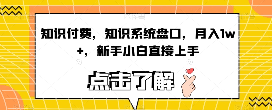 知识付费，知识系统盘口，月入1w+，新手小白直接上手-86资源库