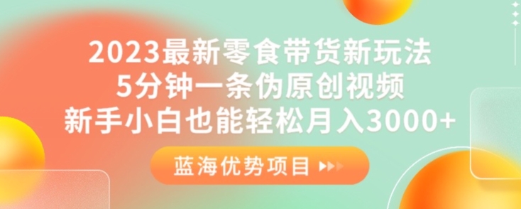 2023最新零食带货新玩法，5分钟一条伪原创视频，新手小白也能轻松月入3000+【揭秘】-86资源库