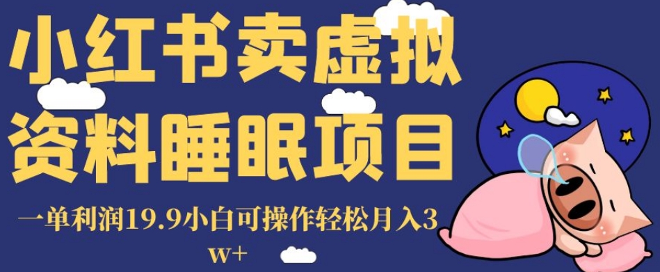 小红书卖虚拟资料睡眠项目，一单利润19.9小白可操作轻松月入3w+【揭秘】-86资源库